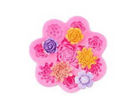 Molde silicona 8 flores chicas